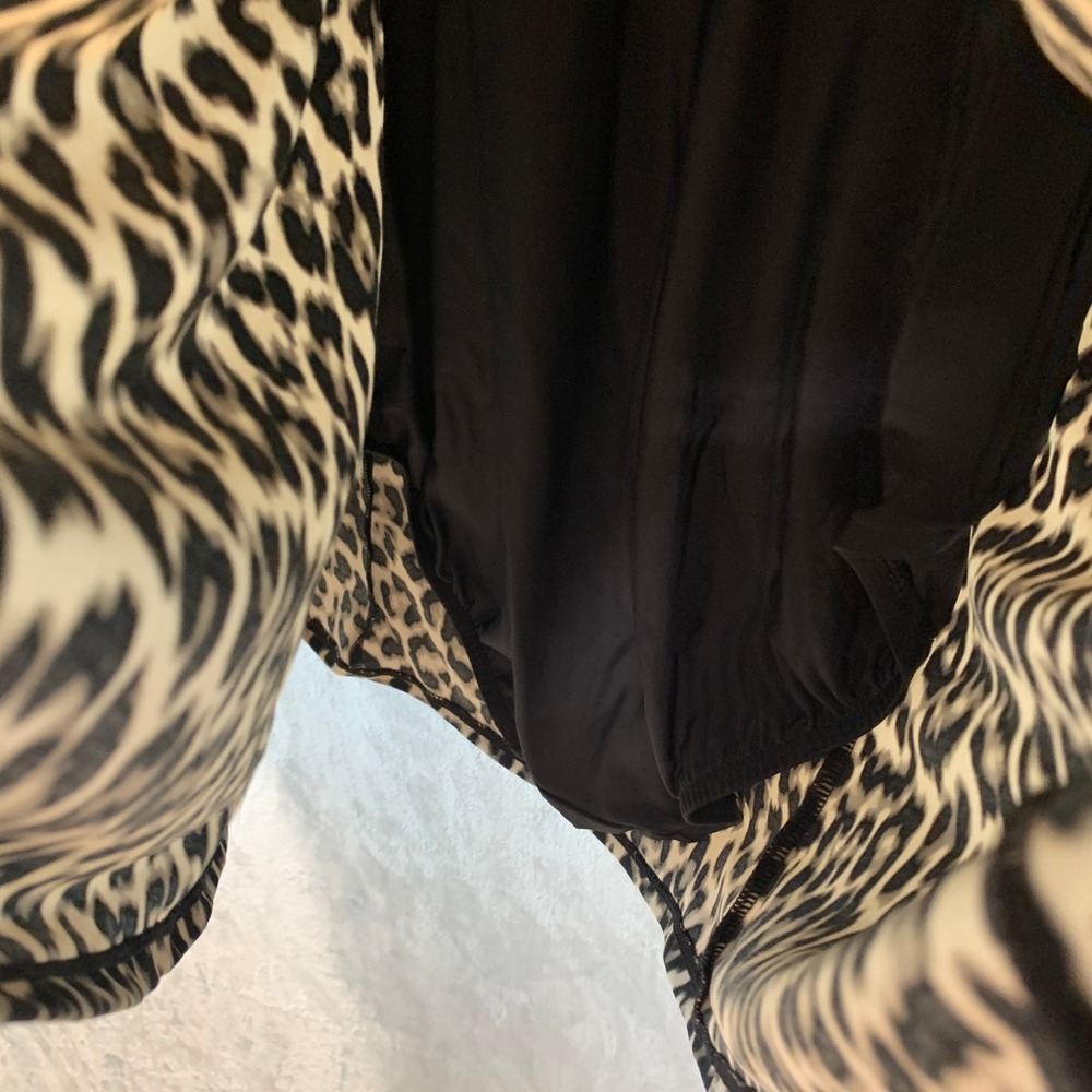Swim Solutions Women Leopard Print Square Neck Swimdress Black Tan Size 10 16687 - Picture 7 of 9